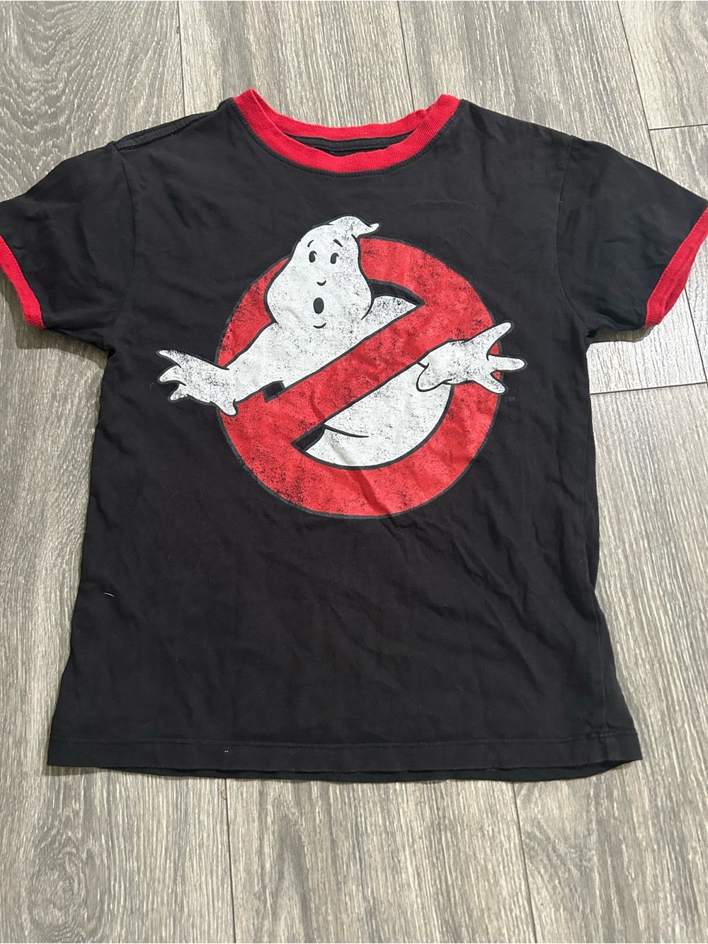 MAD Engine Kids Black Tee with Red & White Ghostbusters Logo